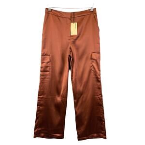 New BAILEY/44 Satin Cargo Pants Pockets‎ Bronze Brown Size 8